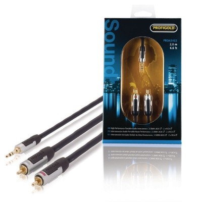 Profigold PROA3402 Hi-Fi Stereo Ses Kablosu 3.5 mm - 2xRca 2 Metre