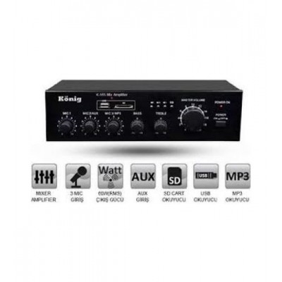 König K-166 Mikser Amplifikatör 150 Watt/100V Usb/Sd Kart