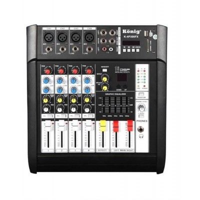 König K-4 P300Fx 4 Kanal Power Mikser 2x150 Watt Efektli Usb