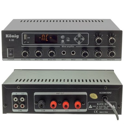 König K-80 Mikser Amplifikatör 80 Watt/100V Usb/Sd