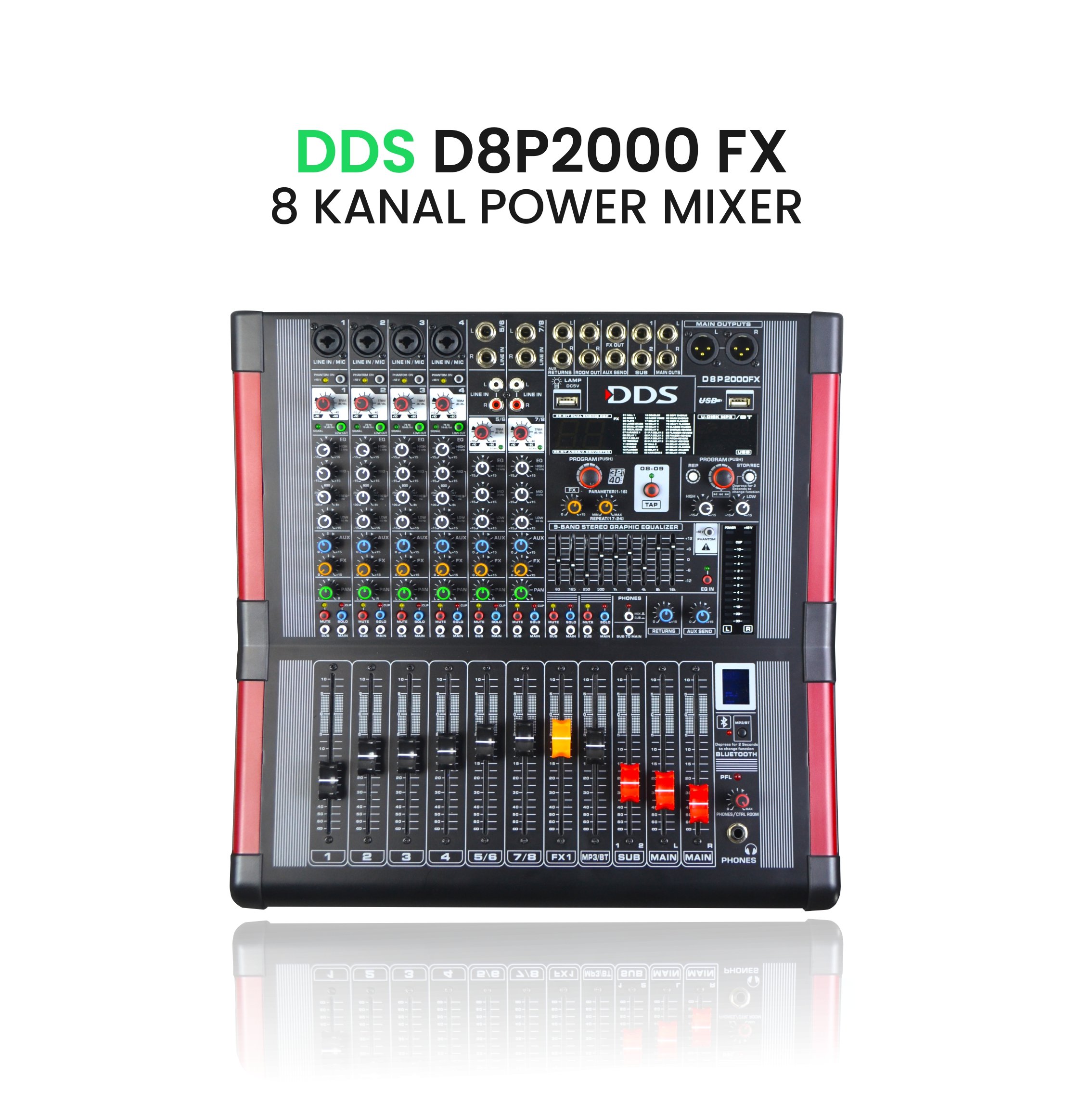 DDS D-8 P2000FX 8 Kanal Power Mikser 2x1000 Watt Efektli Usbli