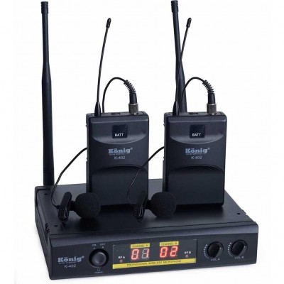 König K-402 Uhf Çift Kanal 2 Yaka Kablosuz Mikrofon