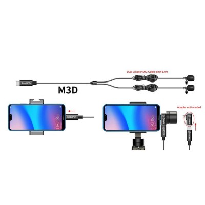 Boya BY-M3D Type-c Telefon İkili Yaka Mikrofonu (Telefon)