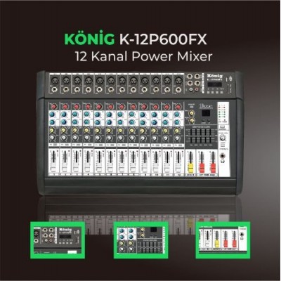 König K-12P 600FX DIAMOND 12 Kanal Power Mikser 2x300 Watt Efektli