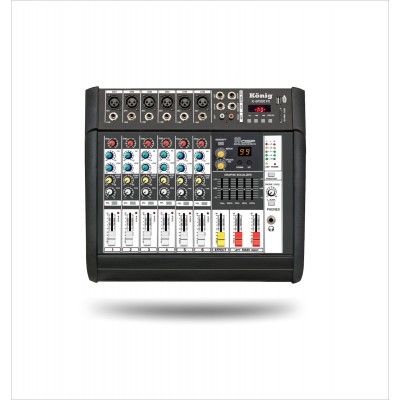 König K-6P 500FX 6 Kanal Power Mikser 2x250 Watt Efektli