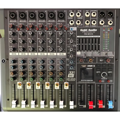 Gold Audio PRO-M1310P 10 Kanal Power Mikser 2x350 Watt Efektli