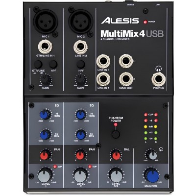 Alesis MultiMix4 4 Kanal Mikser Usbli 