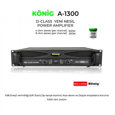 König A-1300 Black Power Amfi 2x500 Watt /4 ohm