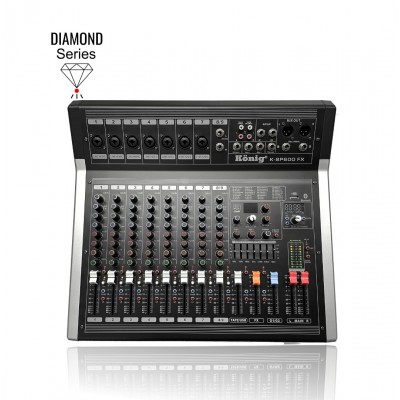 König K8 P600 FX Diamond 9 Kanal Power Mikser 2x300 Watt Efektli Usb