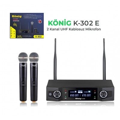 König K-302 EE UHF Çift Kanal 2 El Mikrofonu