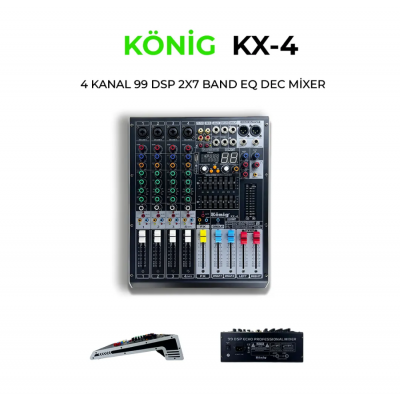 König KX-4 4 Kanal Mikser Efektli Usbli