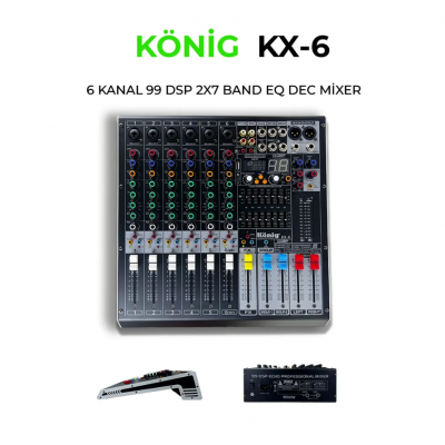 König KX-6 6 Kanal Mikser Efektli Usbli