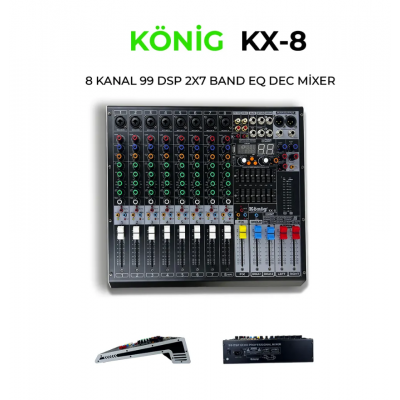 König KX-8 8 Kanal Mikser Efektli Usbli