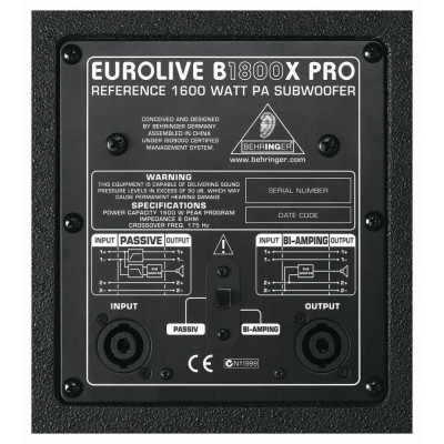 Behringer B1800X PRO 18" Pasif Subwoofer 400 Watt